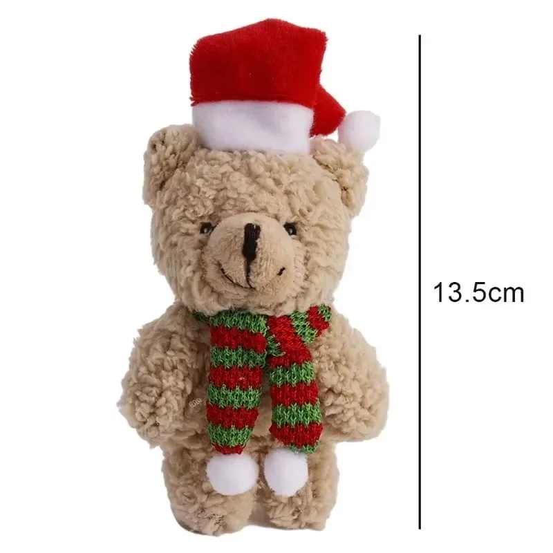Christmas Plush Bear Doll with Hat Scarf 4/1PCS Cute Stuffed Bear Hanging Ornaments Christmas Happy New Year Kawaii Gift Decor christmas decorations