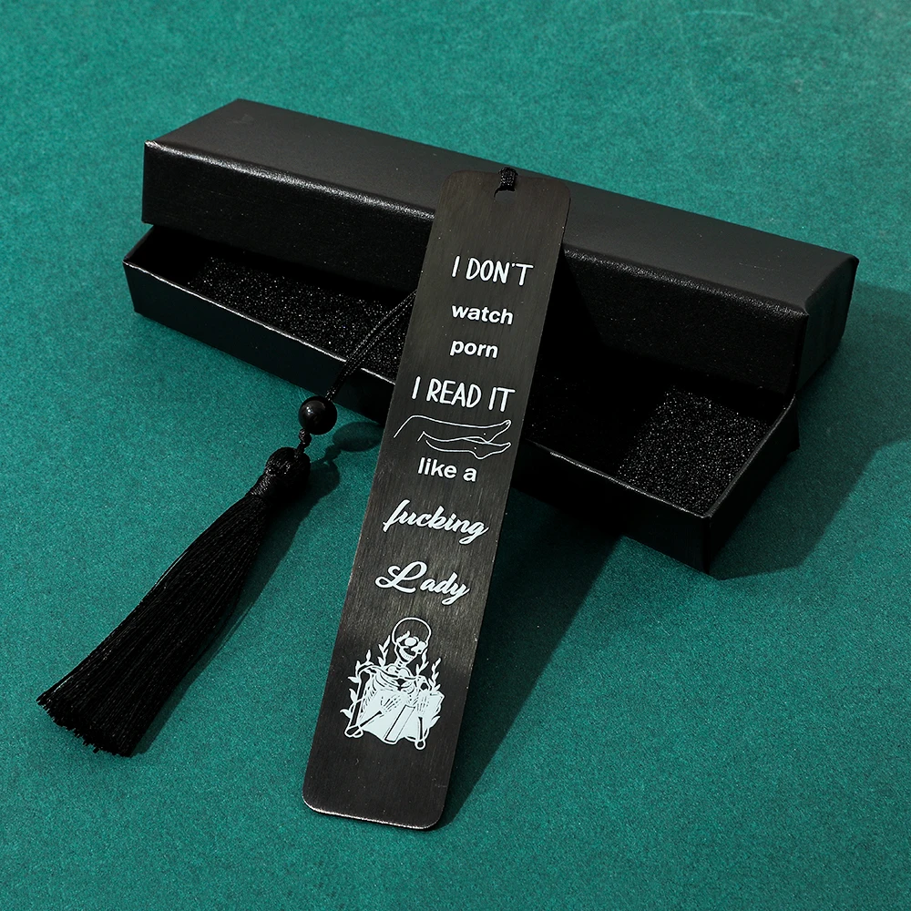 Creative electrophoretic black high-end skull text bookmark/exquisite packaging gift box stainless steel metal bookmark, learnin