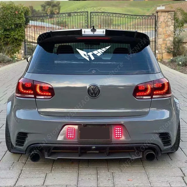 Auto Hinten Dach Spoiler Flügel Für VW Golf 6 GTI R MK6 GTI R AK Stil ABS  Gloss Schwarz Carbon faser Aussehen Hinteren Flügel Lip Stamm Spoiler -  AliExpress