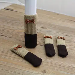 Calcetines antideslizantes para patas de silla, cubierta de manga para pies de muebles, paño para rascar de gato, protección para el suelo, tejido de lana, 4 piezas, novedad de 2021
