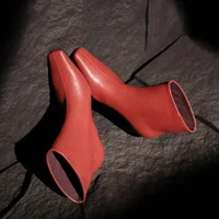 New Red Black Sheepskin Back Zipper Knee High Boots European American Square Headed Sexy 5.5cm High-heel Women Boots Size 34-41 - Image 4