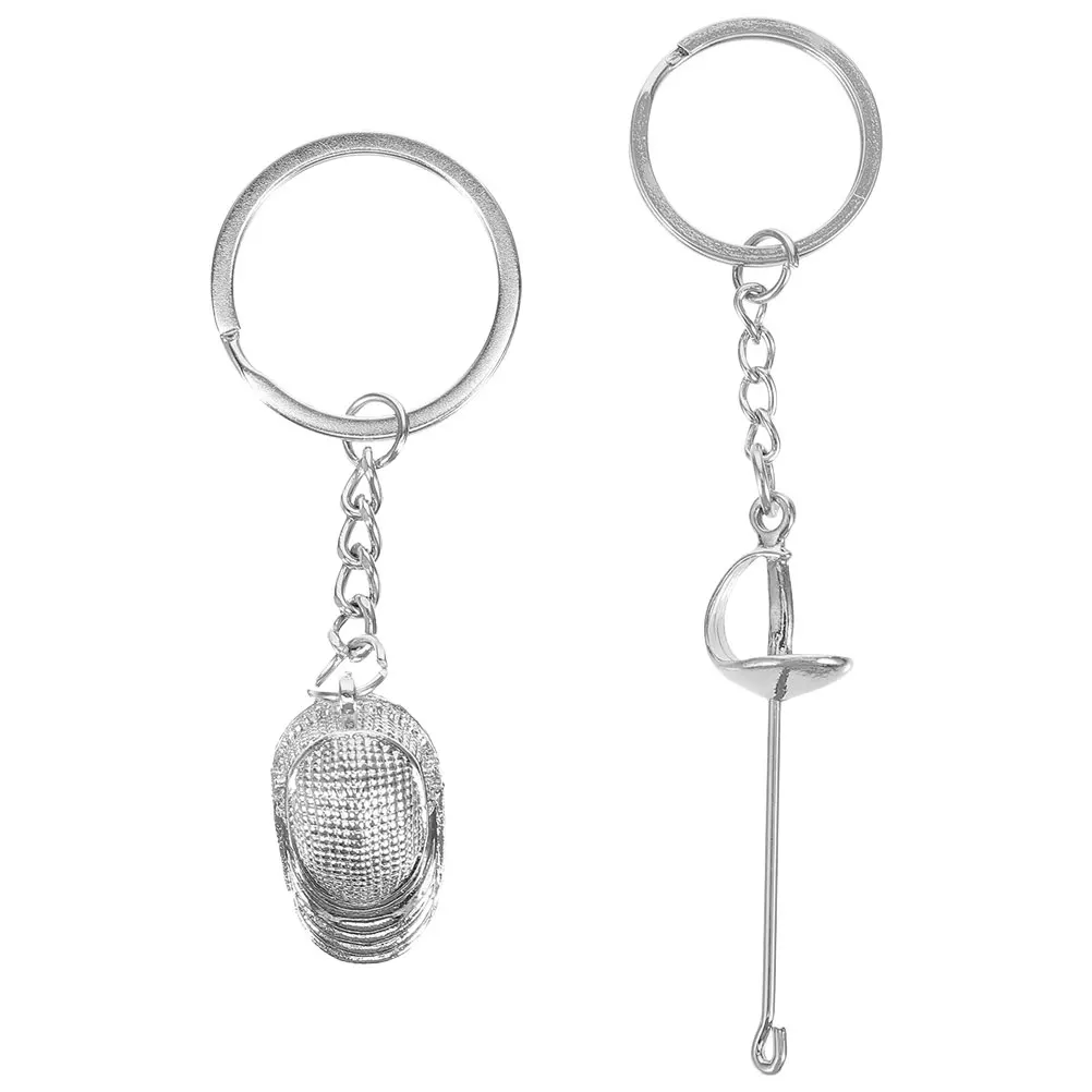 

2pcs Metal Fencing Boy Key Rings Pendant Keyring Hanging Ornament Souvenir For Fencing Sport Fans Gifts Jewelry Key