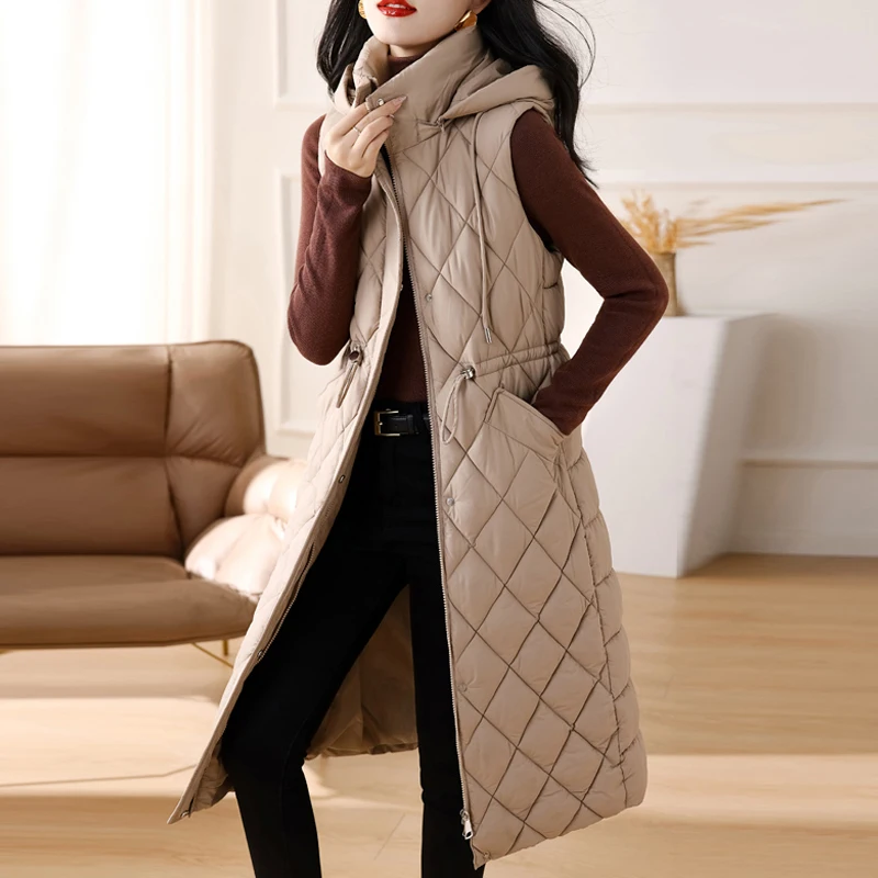 

Autumn Sleeveless Vest Women Parkas Hooded 2023 New Fashion Slim Warm Clothes for Women Long Coats Winter Waistcoat