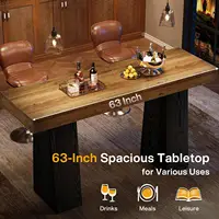 63-Inch Bar Height Table, Wood Rustic Counter Height Table, Rectangular Home Bar with Thickened Tabletop and Sturdy, Customized 4