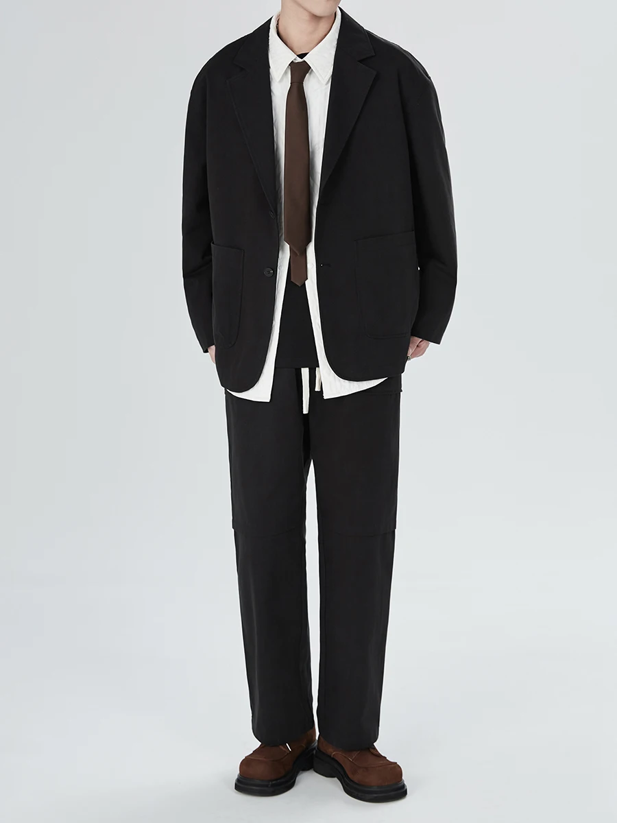 Fashionable Casual Suit Men's 2024 Spring Long Sleeve Solid Color Suit Comfort Casual Trousers Trendy Male Two-Piece Set
