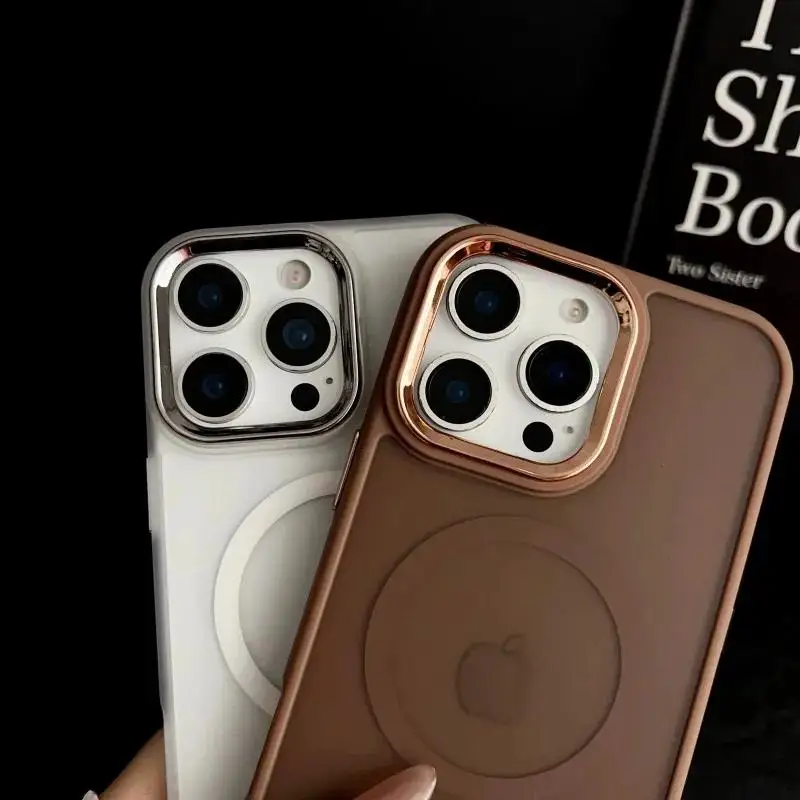 Magnetic Luxury Matte Translucent Armor Shockproof Case For iPhone17 15 16 14 13 11 12 Pro Max  Magsafe Wireless Charge Cover