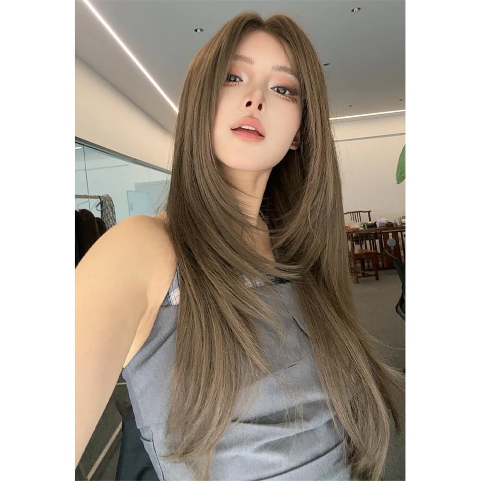 Grey Brown Synthetic Lace Front Wig for Women Cosplay