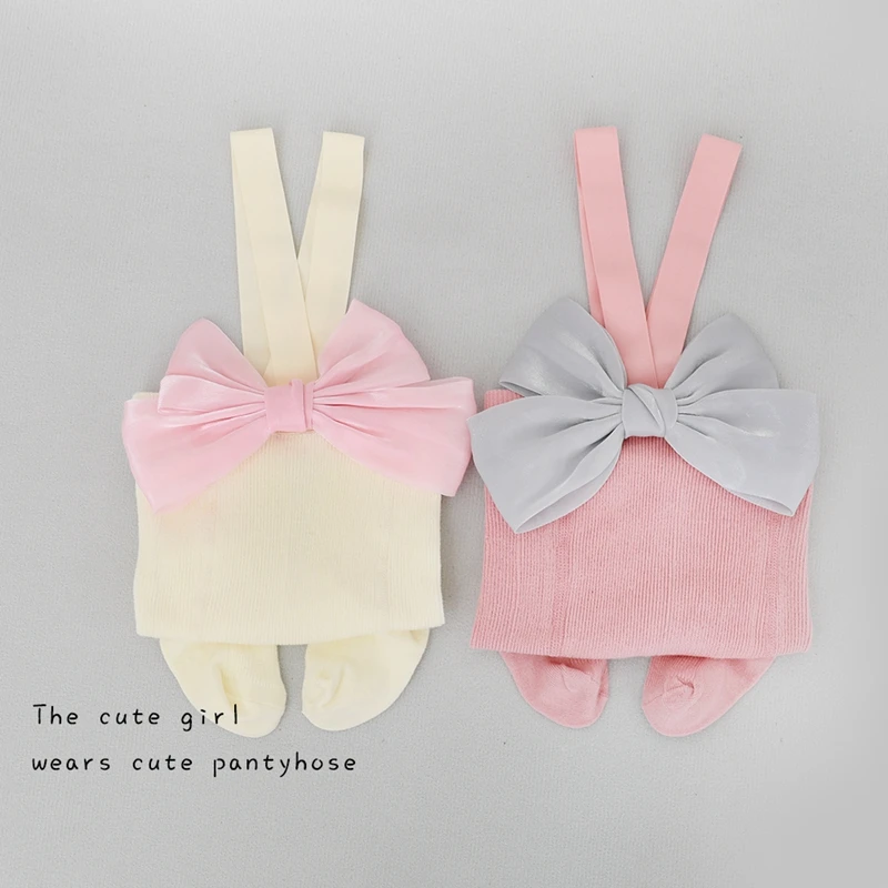 Pudcoco Toddler Girls Pantyhose Elastic Suspender Pants Bowknot Stockings Slim Fit Pantyhose Tights For Spring Fall 0-3T