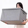 3 Sizes Cube Non-Woven Folding Storage Box for Toys Fabric Storage Bins with Lid Home Bedroom Closet Office Nursery Organizer 1