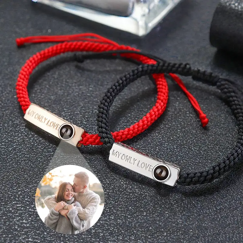 S925 Silver Custom Photo Bracelet Personalized Projection Photo Bracelets for Women Lover Couple Family Jewelry Girl Friend Gift