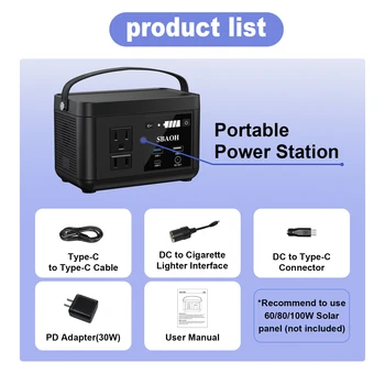 SBAOH Portable Powerstation 88.8Wh,Camping Power Station with 120W (peak 150W) AC Output,Power Solar Generator for Outdoor RV 2