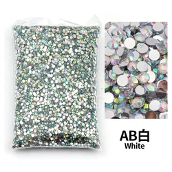Variety Pack of Small Resin Rhinestones for Nail Art and DIY Crafts - Bulk Wholesale Flat Back Crystals (White AB)