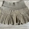 New Autumn and Winter Elastic Belt Mini Skirt Women Y2K Gothic pleated skirt Retro high-waisted skirt 4