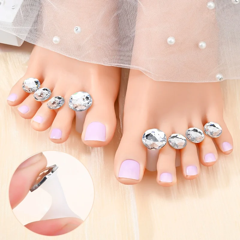8Pcs White Pearls Soft Silicone Toe Separator For Nail Polish，Set of Toe Spacers For Feet Apply Nail Polish And Repair nails