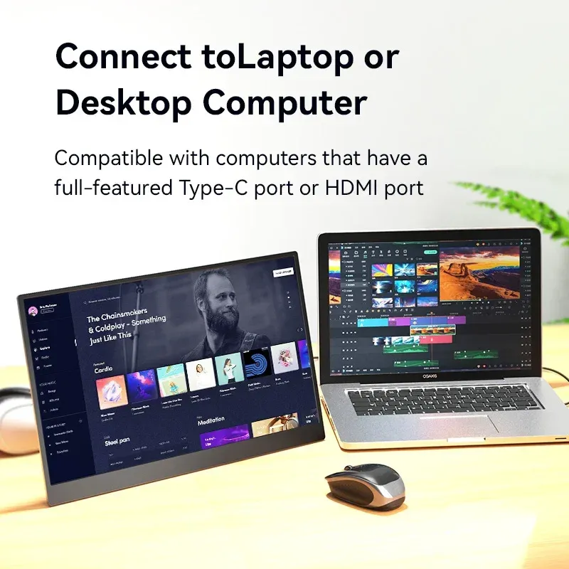 Portable Monitor 15.6 Inch IPS 1080P USB-C Gaming Monitor with Stand & Speakers External Monitor for Laptop PC Phone Xbox PS5