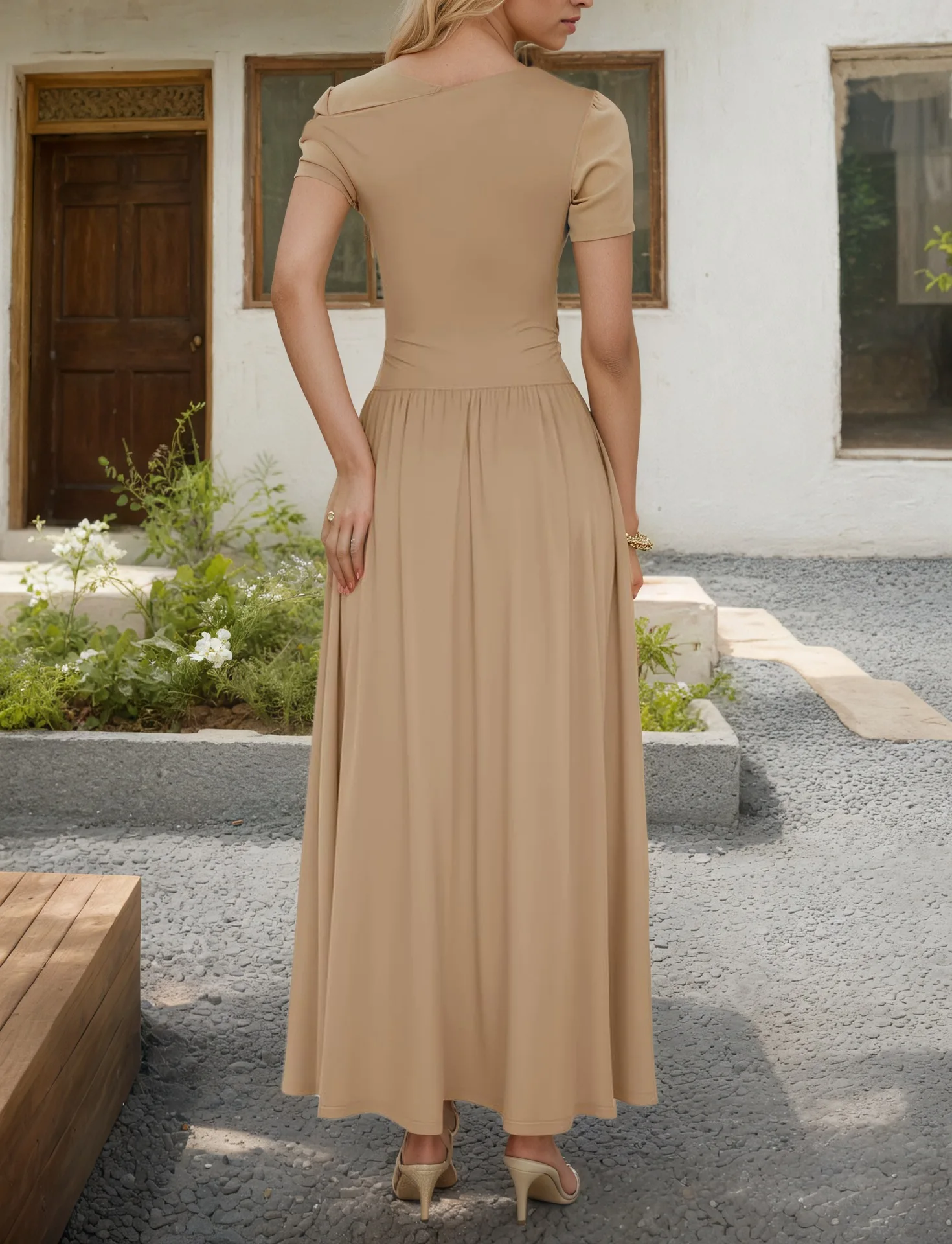 Ladies' Sloping Shoulder Pocket Dress 2025 Summer New Style Temperament Slim Fit Sleeveless Solid Color Long Skirt A-line Skirt picture