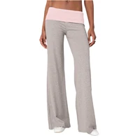 Casual Wide Leg Sweatpants for Women Fold Over Low Rise Flare Yoga Lounge Pants Back to School Clothes for Teen Girls Trousers 1