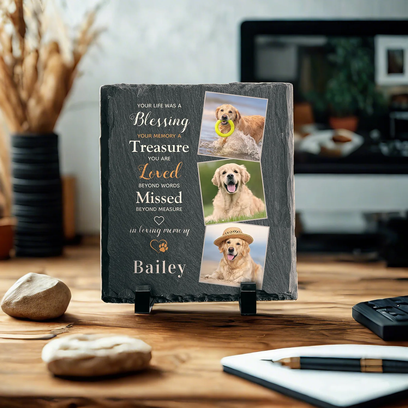 Pet Memorial Stones with Photo Personalized Cat Dog Grave Stones Birds Memorial Gifts Home Ornament Funerary Plaque Tombstone