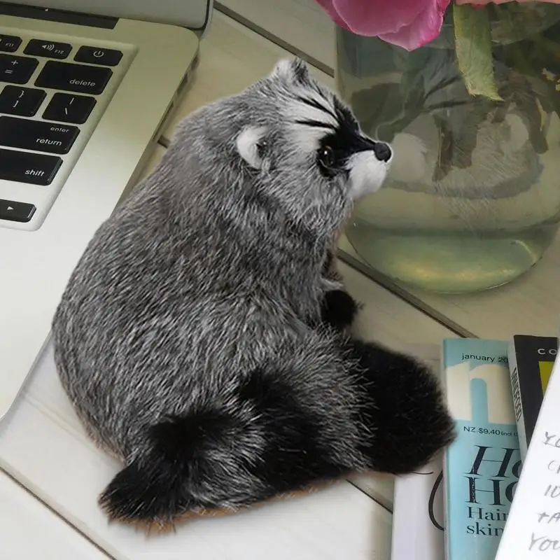 Realistic Raccoon Plush Toy and Decorative Figure