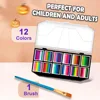 12 Grids Colors Rainbow Water-based Facepaint Body Painting Colorful Christmas Halloween Holiday Makeup Palette for Kids Adults 3
