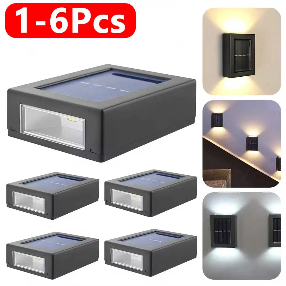 Description Picture 4 of item1-6Pcs 2LED Solar Wall Lights Outdoor Waterproof Security LED Lighting For Garden Yard Fence Decoration Lamps Stree Stairs Light