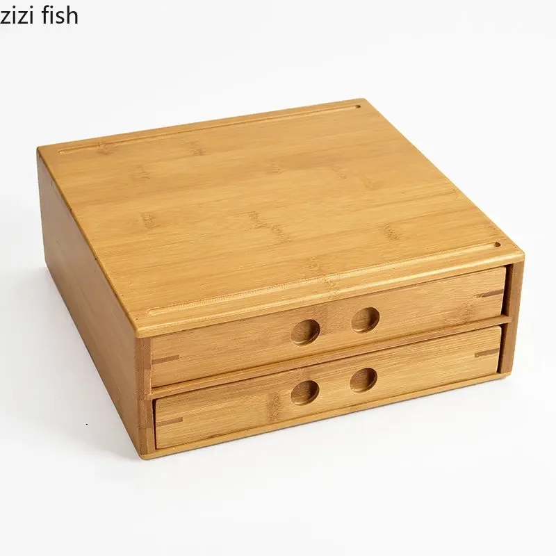 Bamboo Tea Box Multi-layer Drawer Storage Box Tea Organizer Cake Boxes Tray Container Storage Organizer Caddy tea tin box tea canister
