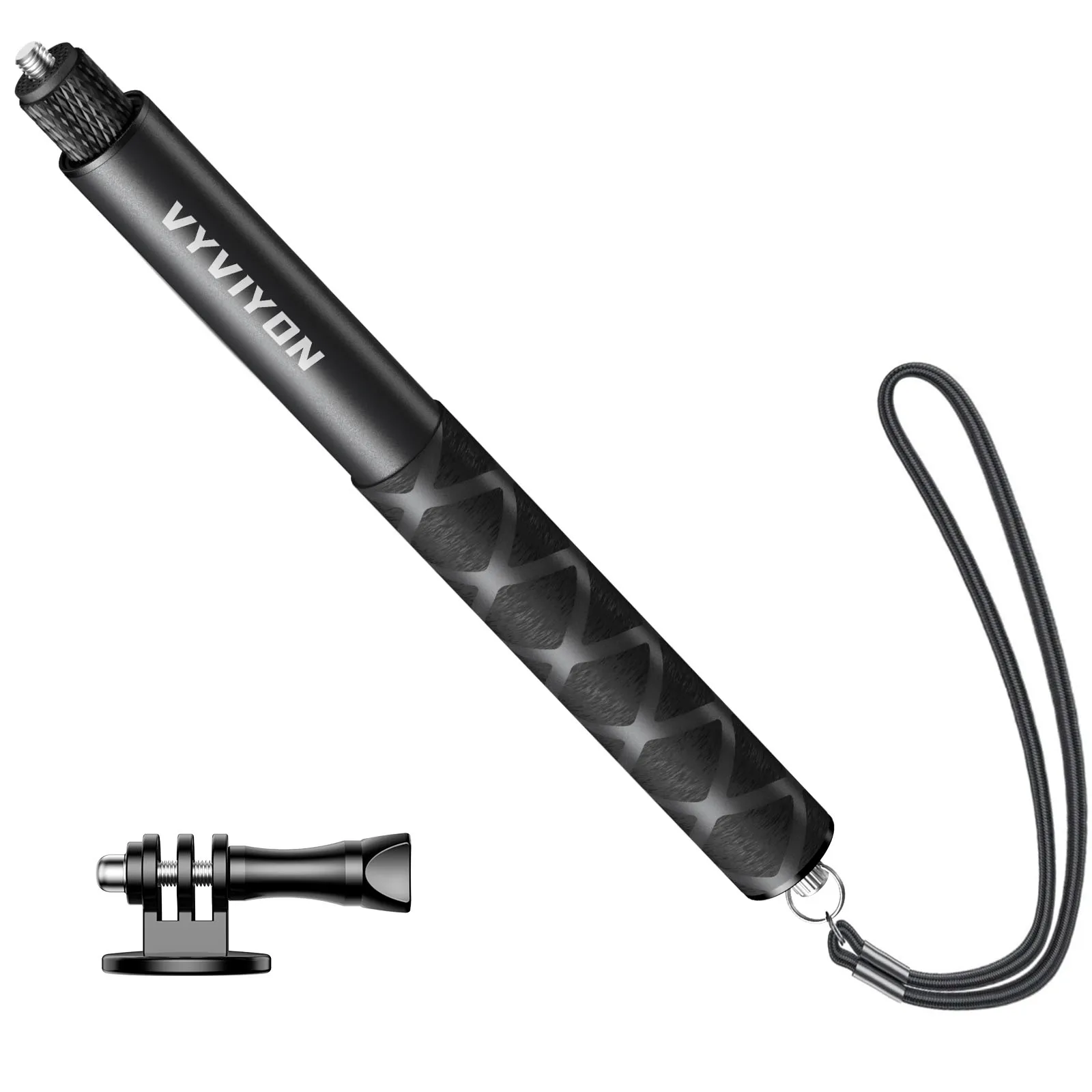 VYVIYON 114cm Invisible Selfie Stick,1/4" Extended Monopod Pole with GoPro Adapter Compatiable with Insta360 Sports Camera