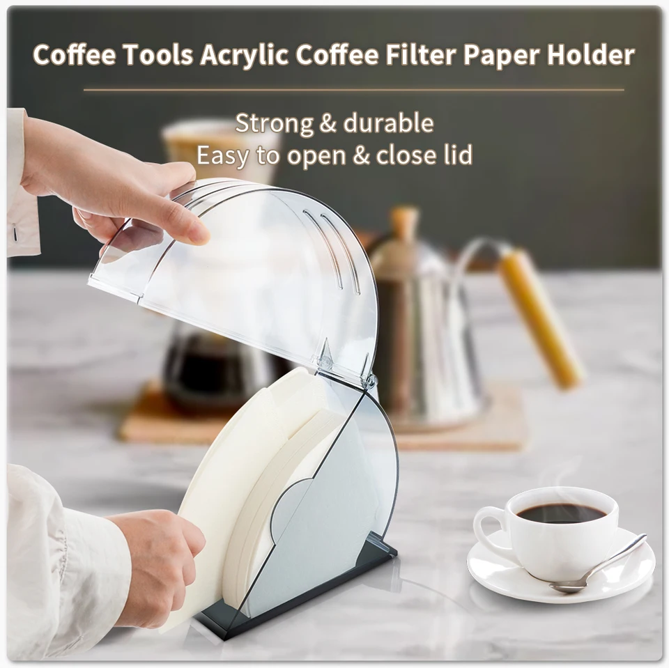 delr Portafiltro caffè a Cono, Cono Filtro Carta Scatola Legno per caffè, Organizer per da Bar con capacità di 100 Pezzi, Regali per Gli Amanti del caffè