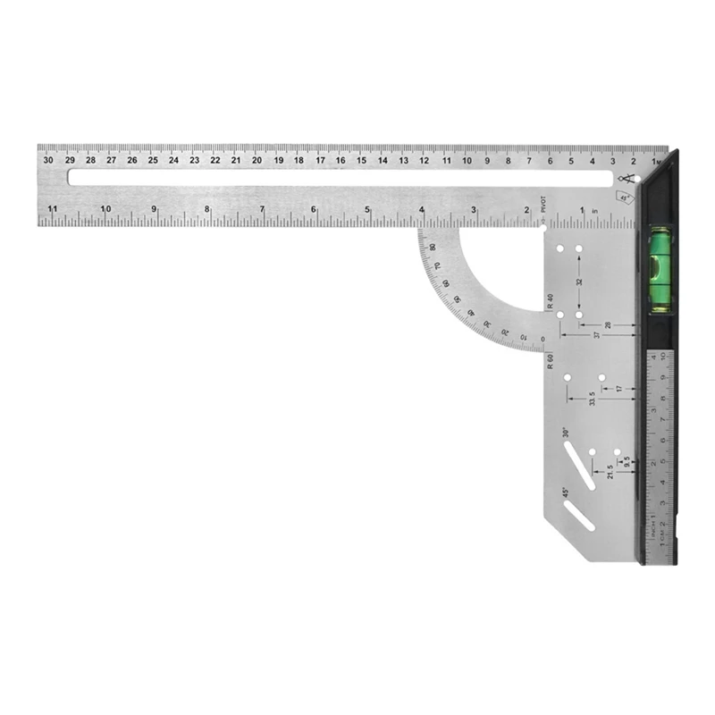 

12-Inch Combination Square, Inch/Metric Metal Combo Square, Accurate Woodworking Measure Square Easy To Use