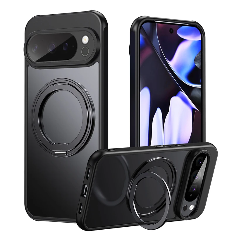 Magnetic 360° Rotating Bracket Phone Case - Slim Shockproof Matte Back Cover