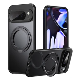 Magnetic 360° Rotating Bracket Phone Case - Slim Shockproof Matte Back Cover - Google Pixel 10 Pro XL (Black)