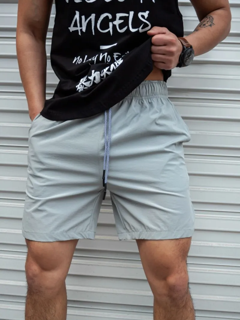 Summer new Men Light Weight Thin Short Pants Running Squat Fitness Shorts Men GYM Wear Quick-drying Beach Drawstring Shorts 5