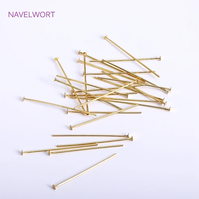 50 teile/los Messing Kugelkopf/Flachkopf/Augenkopf Pins Liefert Für Schmuck 18 Karat Vergoldete Pins DIY Perlen Zubehör Großhandel – Detail 33