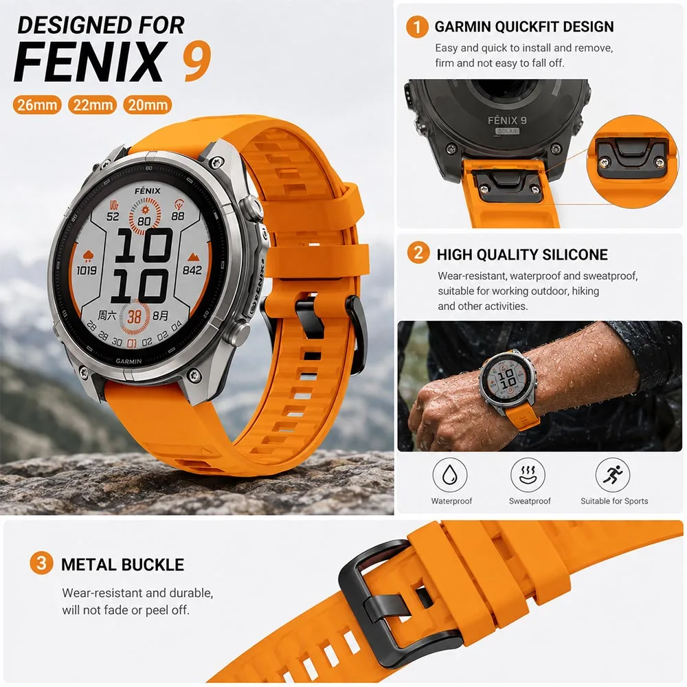 Premium Silicone Sports Strap - Adjustable Replacement Band