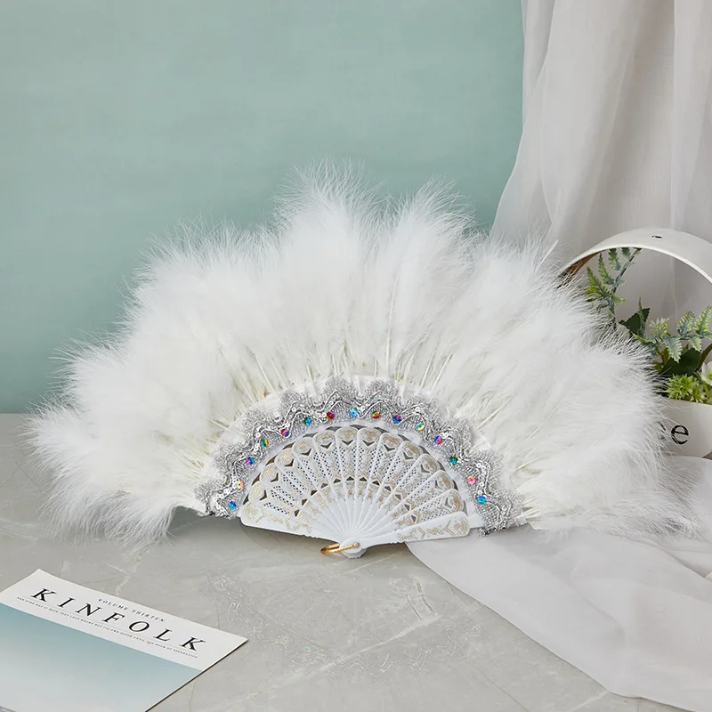 Doppelseitige Feder Fan Europäischen Gericht Halten Fan Hochzeit Braut Dekoration Bühne Dance Fan Fotografie Prop Hochzeit Liefert – Detail 11