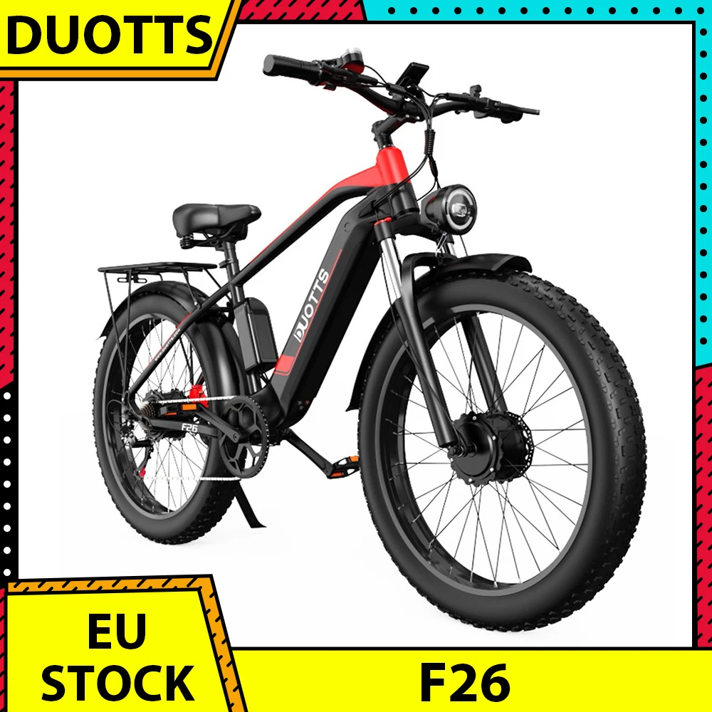 Duotts F26 Mountain Bike Elettrica 750W * 2 Dual Motors 48V 17.5Ah Batteria 26*4.0 Pollici Pneumatici Grassi 55 Km/H Velocità Massima 150Kg Carico Mas