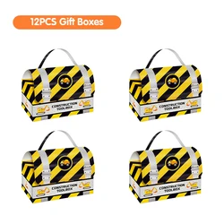 Construction-Themed Birthday Party Supplies Set with Tableware, Backdrop, and Yellow Balloons - 12INCH (12pcs paper box)