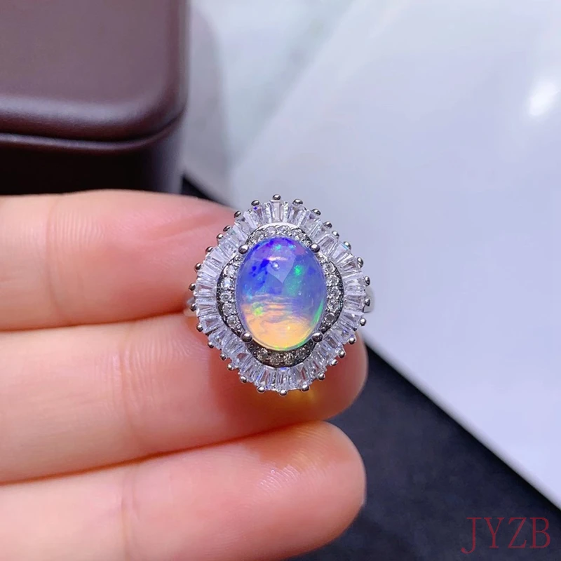2022 New Fire Opal Ring Simple engagement ring for women 925 sterling silver wedding ring new jewelry