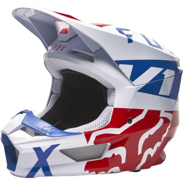 Casco de motocross Fox V1 Blanco/Rojo/Azul, piezas de repuesto para motocicleta, equipo de motozapchasti - AliExpress Automóviles y motocicletas