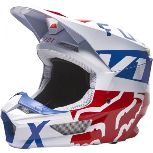 Casco de motocross Fox V1 skew Blanco/Rojo/Azul, piezas de repuesto para  motocicleta, equipo de motozapchasti|Cascos| - AliExpress