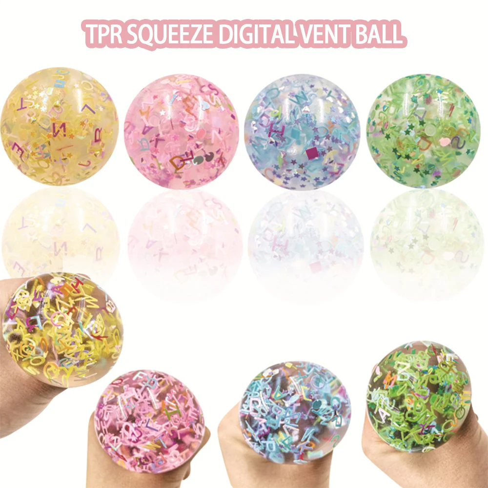 

4Pcs Letters Venting Ball Toy Squeeze Balls for Anxiety Stress Relief Calming To For Kids and Adults Best Gift Comfortable AN88