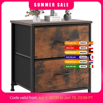 2-Drawer Fabric Nightstand Storage Table 1