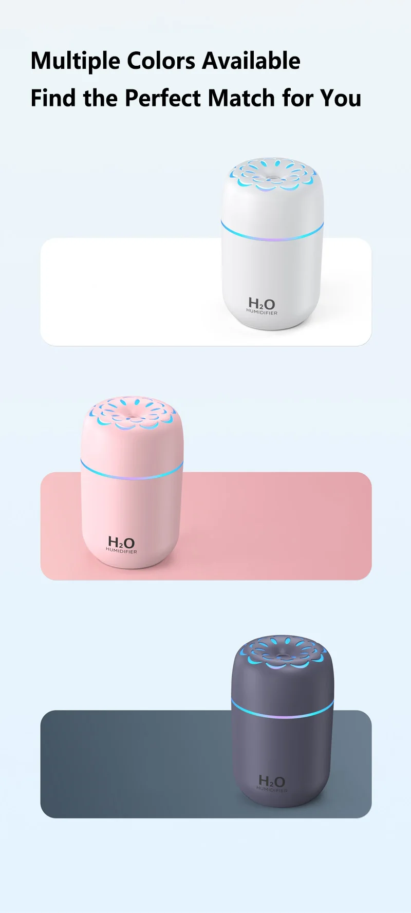 Lenovo Mini Portable Humidifier USB Car Air Humidifier Quiet Electric Small Desktop Cool Mist Humidifier for Home Office Bedroom 6