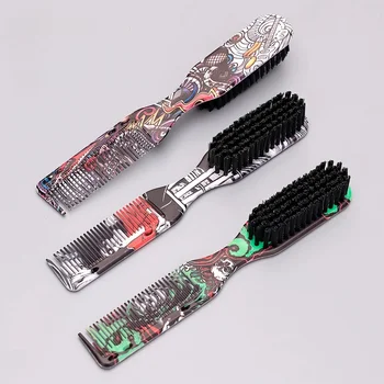 Pettine a doppia faccia Pettine per testa a olio Spazzola per capelli Forma per barba Pettini a doppio uso Accessori per spazzole per pulizia capelli spezzati da barbiere professionale