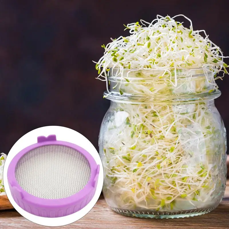 Mason Jar Strainer Lid Stainless Steel Sprouting Lids For Wide Mouth Mason Jars Microgreens Growing Kit For Bean Sprouts