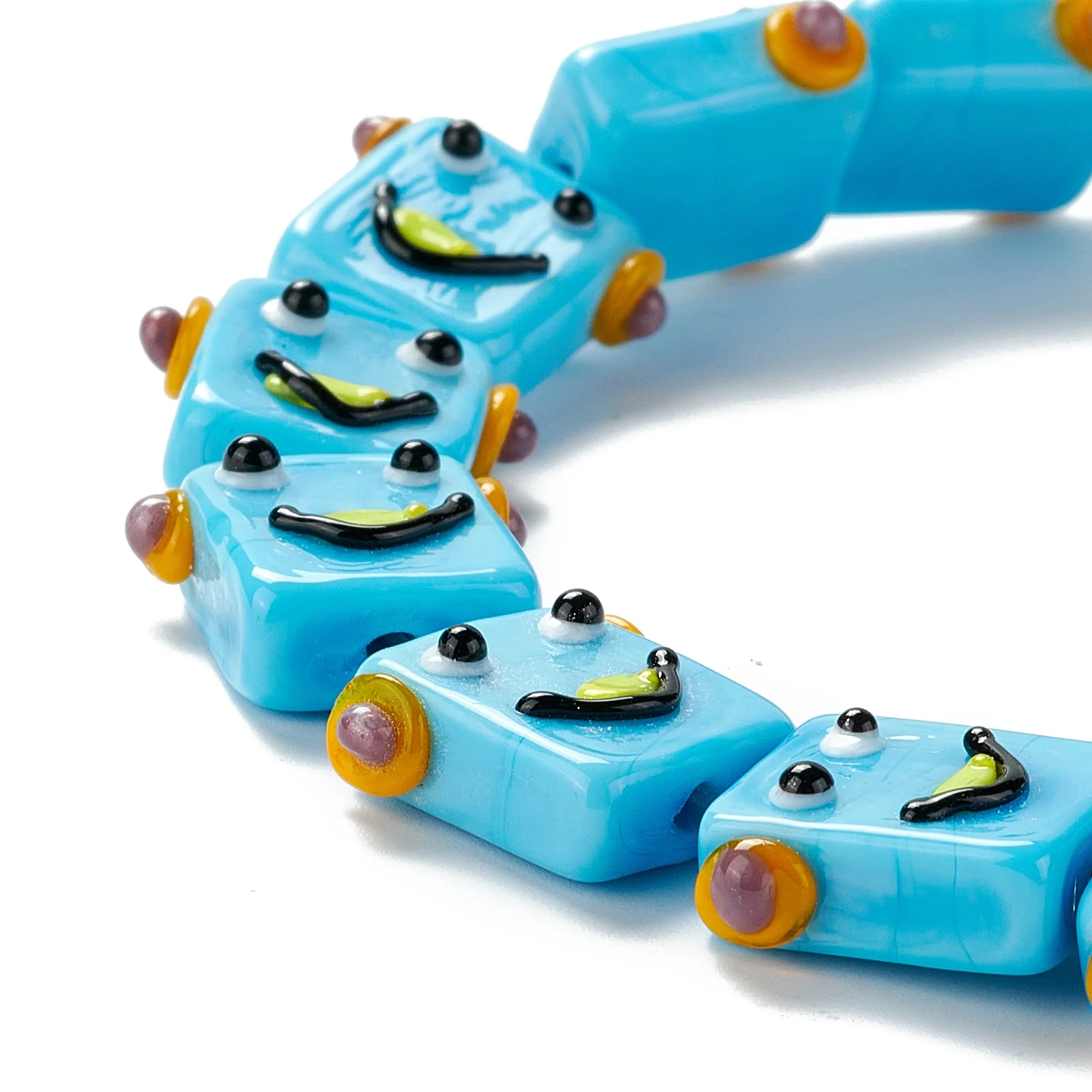 20pcs Cute Lampwork Glass Beads Robot Head Loose Spacer Beads for DIY Bracelet Earrings Making Women Jewelry Gifts