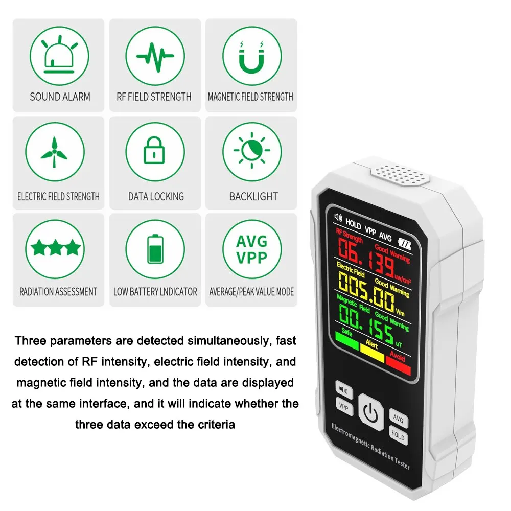 Electromagnetic Radiation Detector Electric Field Intensity Tester Magnetic-field Intensity Test Meter RF Strength Detection