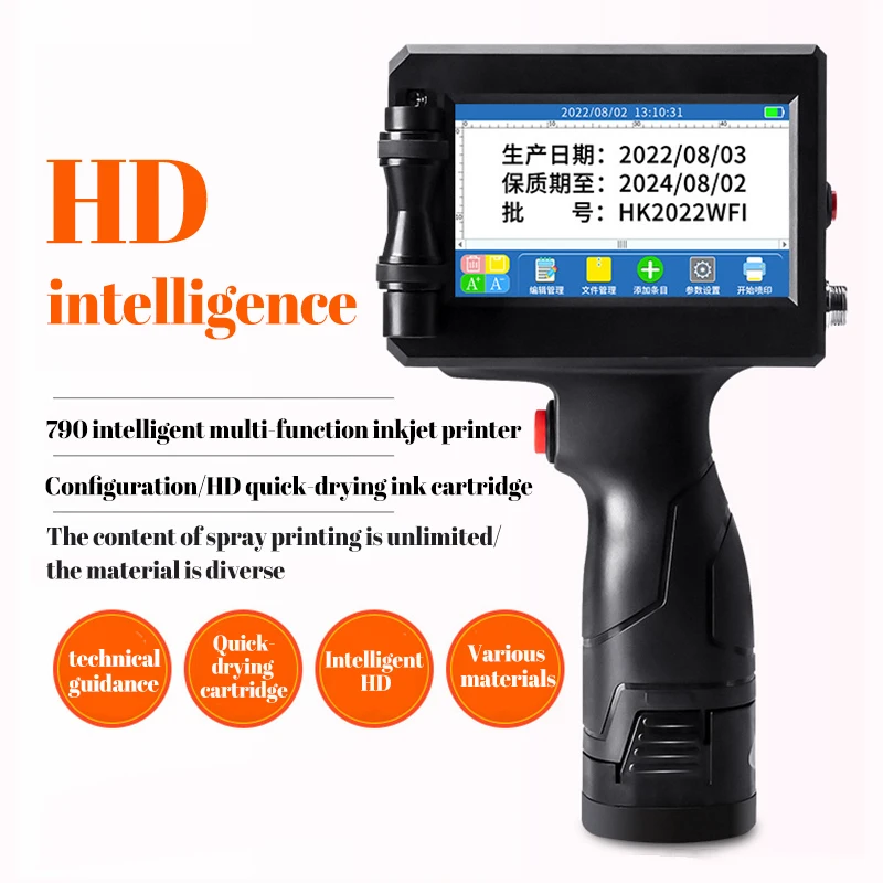 Handheld Inkjet Printer Multi-languages Code Date Number Logo Expiry Date Label Plastic Carton Hand Jet Handheld Thermal Inkjet