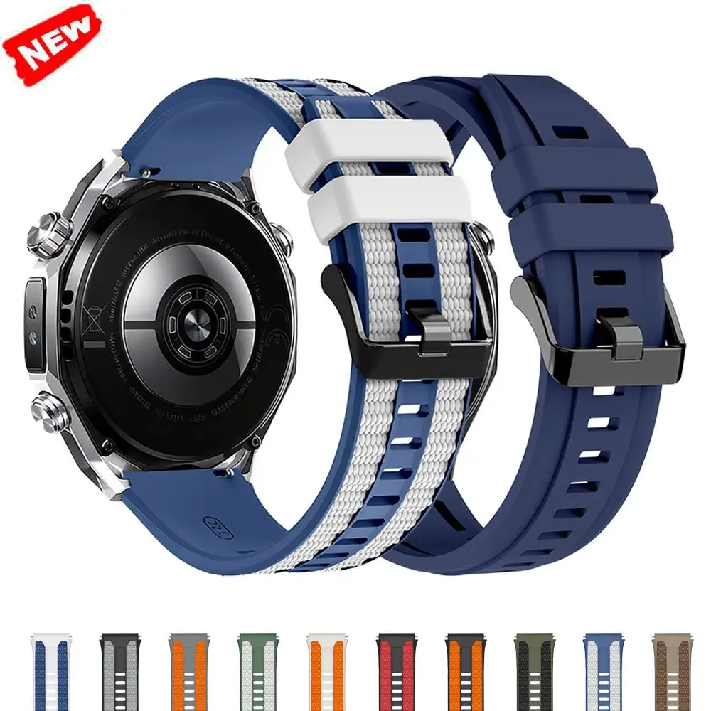 Dual-Color Breathable Silicone Watch Band - 22mm Soft Strap for Ultimate Comfort