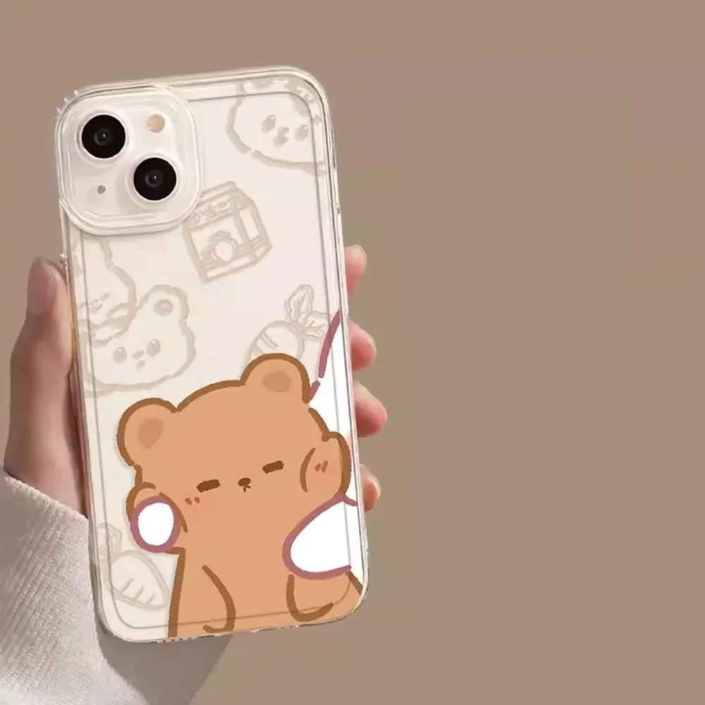 Adorable Bunny Bear Couples Soft Phone Case
